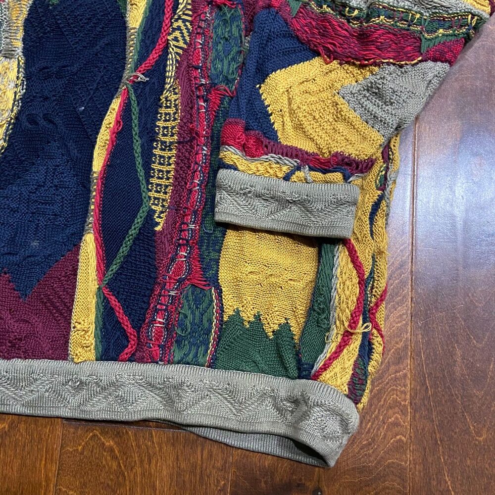 Coogi Australia Vintage Y2K 3D Knit Multicolored Polo Sweater Men's Size Medium - Picture 4 of 9